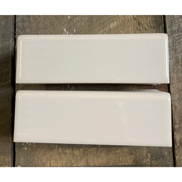 6 pcs. Fawn Beige: Glossy Ceramic Surface Bullnose Trim Flat  NOS 16 Vintage 70s Florida Tile Fawn Beige 6\